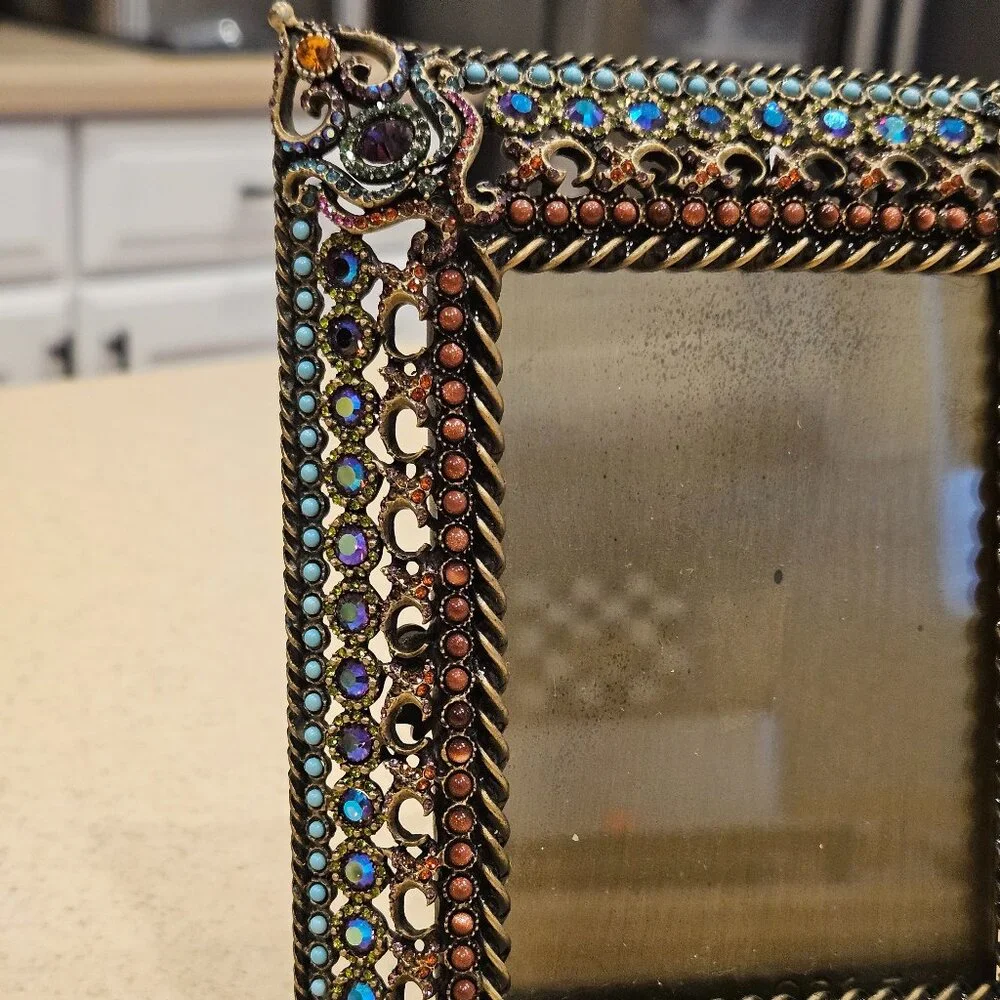 RARE JAY STRONGWATER 1ST PATRICIA TIARA SCROLL TURQUOISE CRYSTAL ENAMEL FRAME